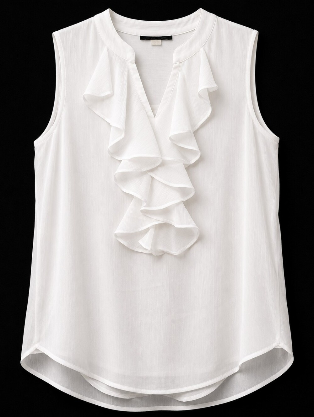 Tommy Hilfiger White Ruffle V-Neck Sleeveless Blouse Shirt Top sz Med. Career